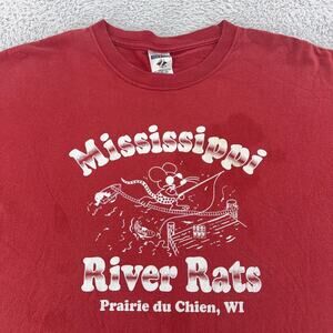 VTG Mississippi River Rats Shirt Mens 2XL Prairie du Chien WI Graphic Fishing